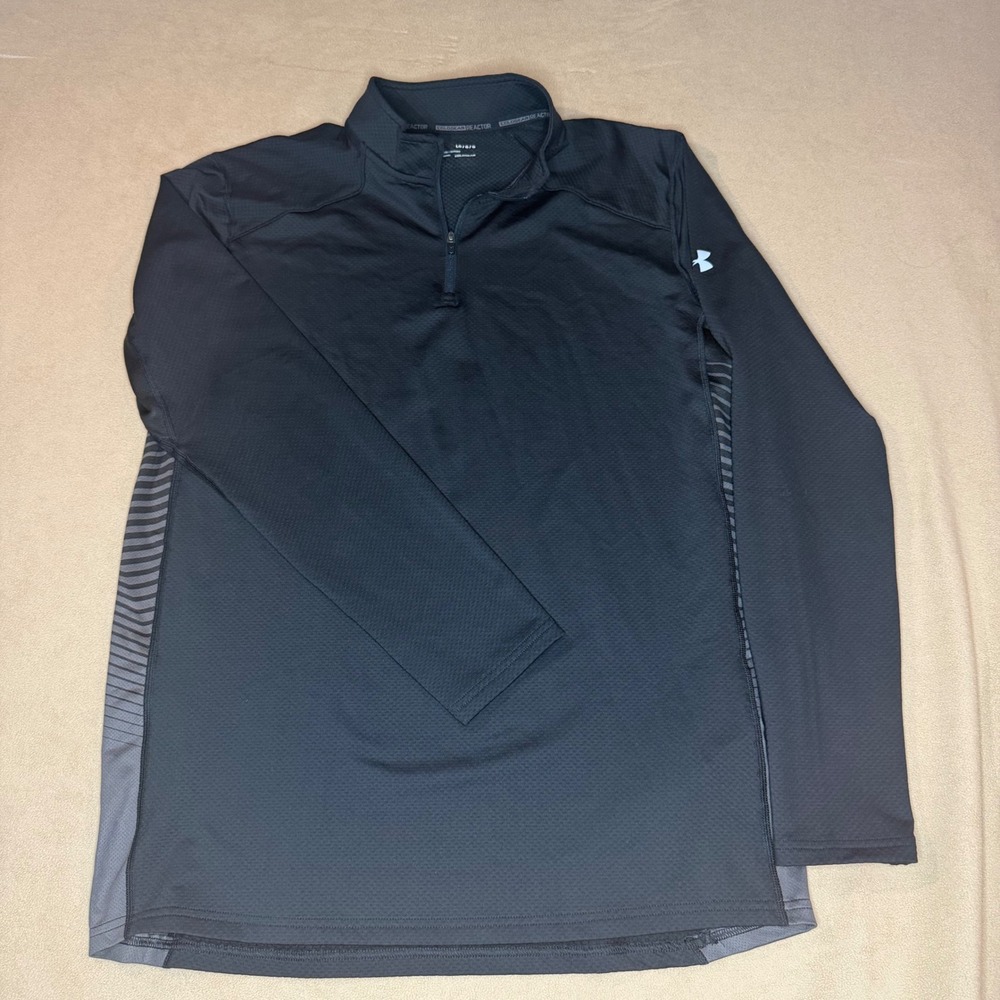Under Armour ColdGear Reactor Mens Large Black 1/4 Zip Fitted Pullover Top